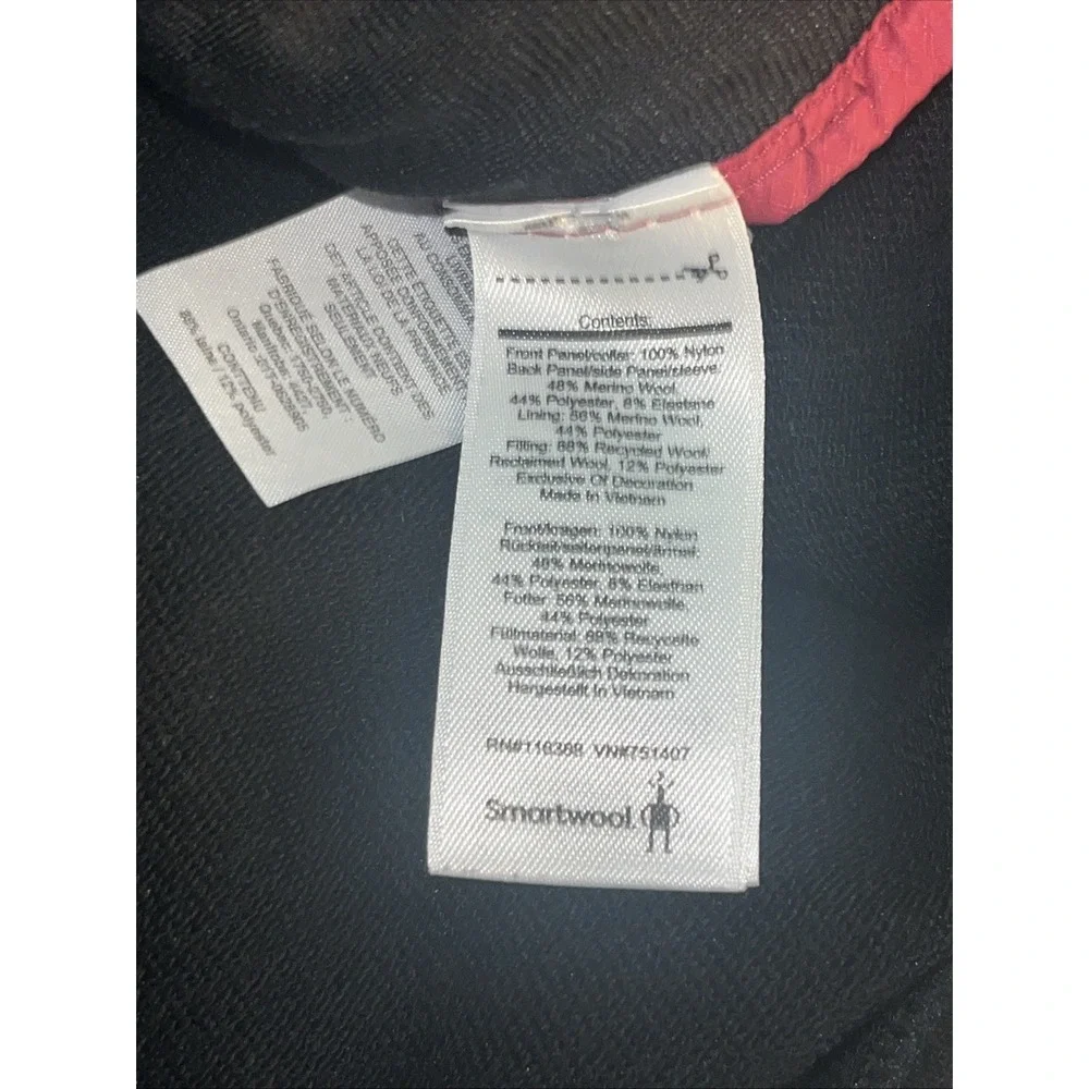 Smartwool Men's XXL Full Zip Quilted Wool Jacket Stand-Up Collar Black/Gray